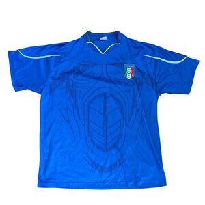 Italy National Soccer Team Jersey 2XL Blue Short Sleeve Polyester Embroidered Lo
